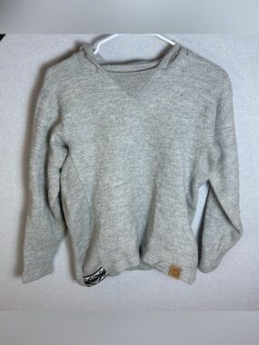 Paka Handmade Grey Alpaca Nylon Hoodie Pullover Sweater Unsex Medium